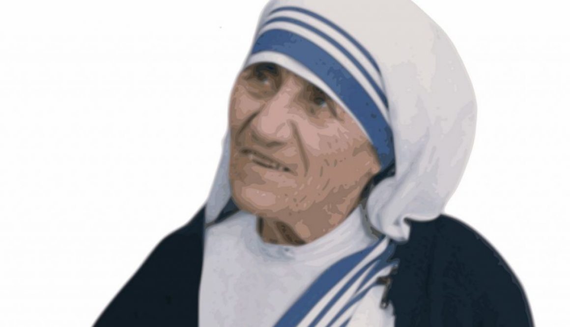 A portrait of Mother Teresa of Calcutta.