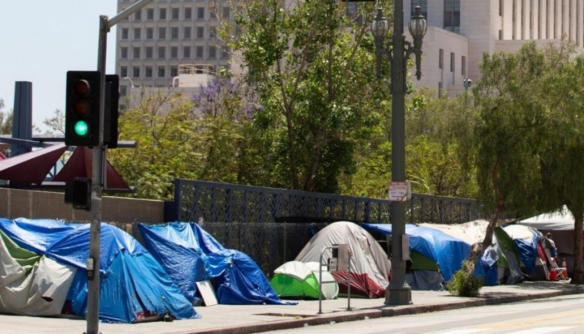 A homeless encampment in one of the cities with highest homeless population.