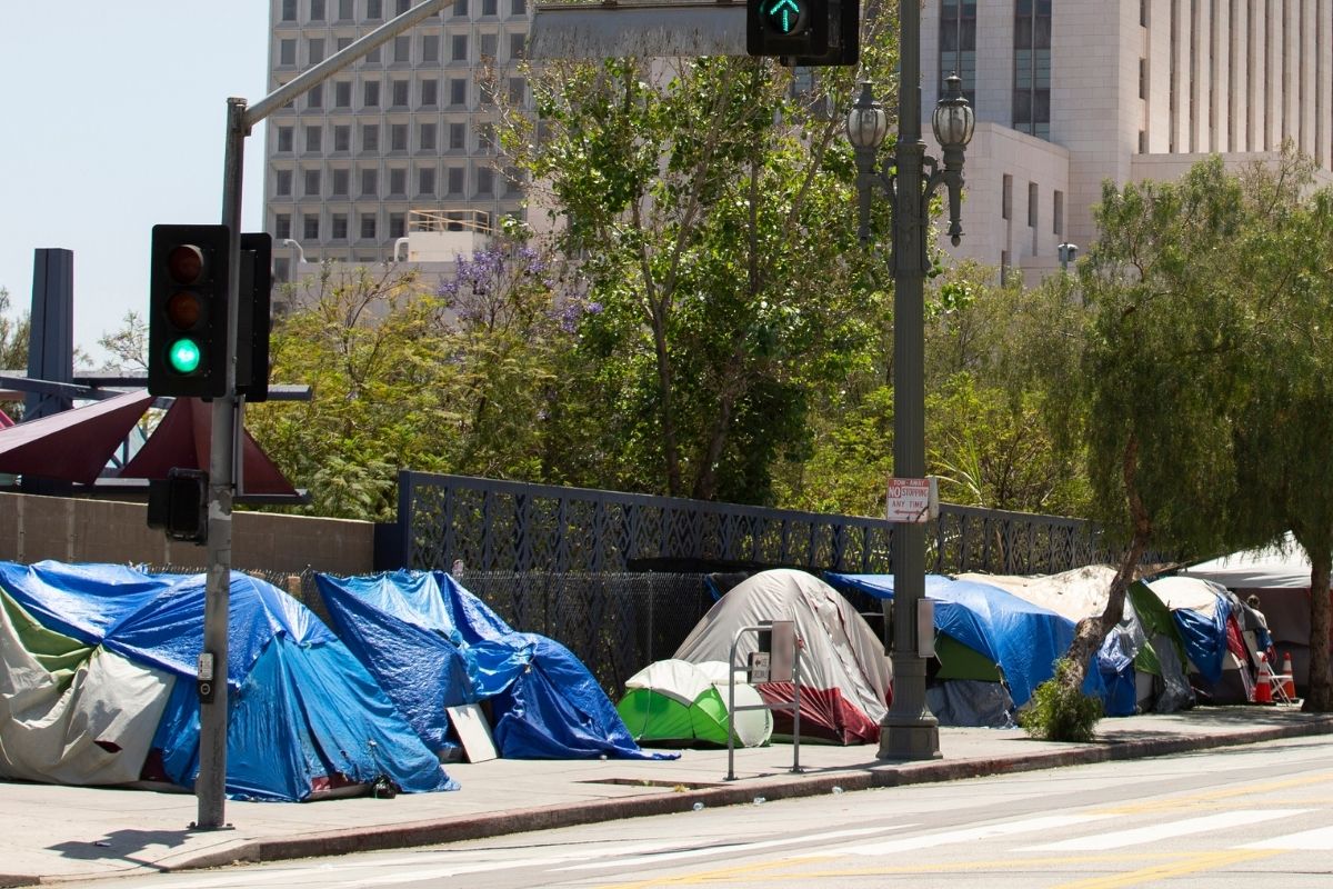 A homeless encampment in one of the cities with highest homeless population.
