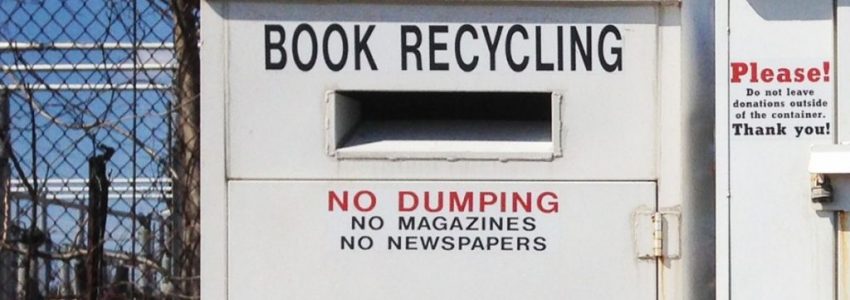 A book donation drop off station.