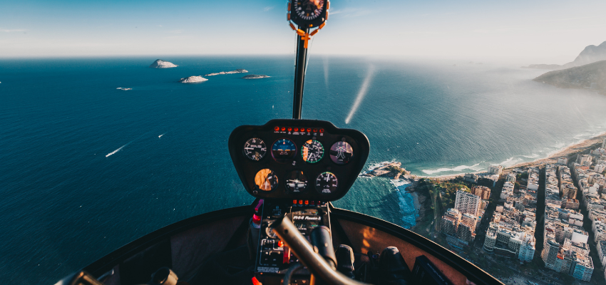 The view aboard a helicopter ride.
