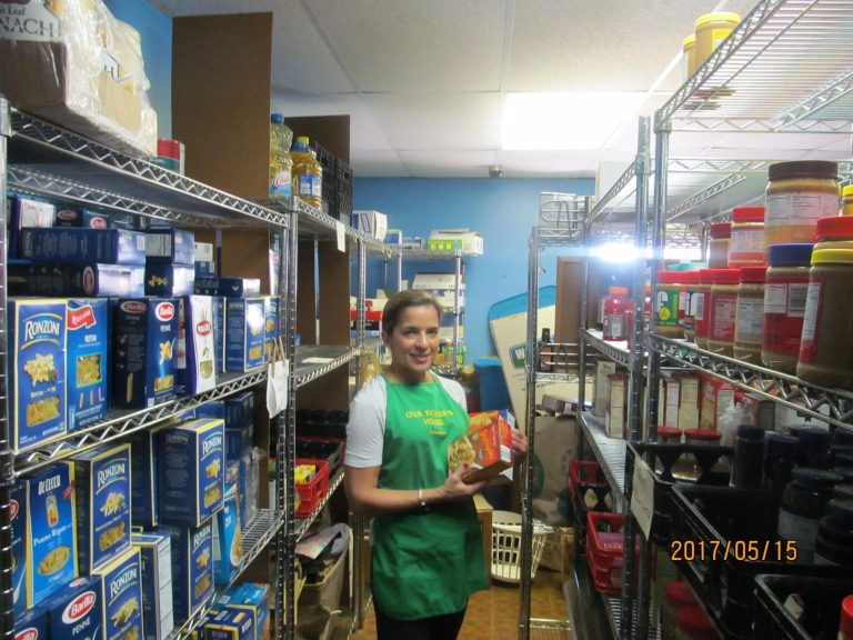 A full food pantry at our donation center.