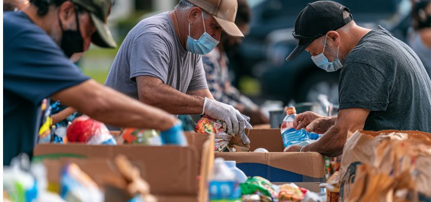 mother-teresa-charity3 Volunteers packing food donations in the ongoing spirit of mother teresa charity.