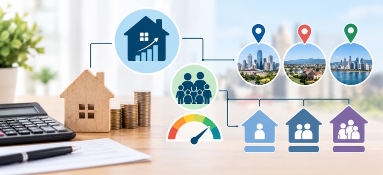 Housing affordability icons and tools explaining what is income restricted apartments.